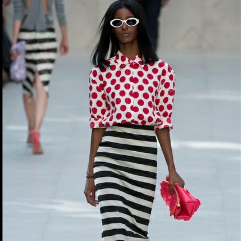 Burberry Prorsum Red & White Polka Dot Linen Shirt